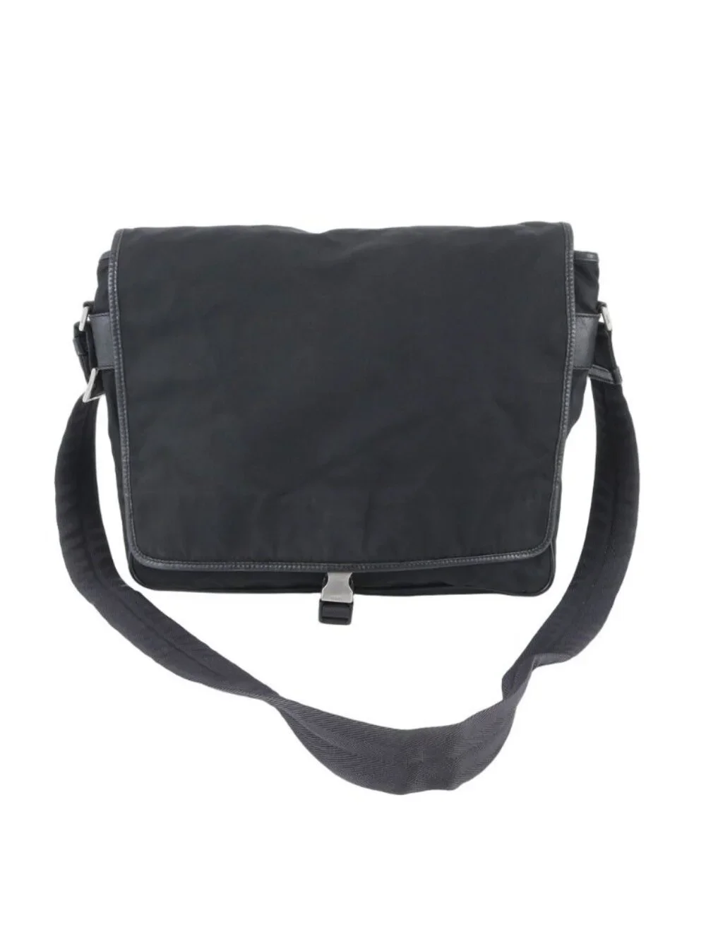 Prada Tessuto Nylon Triangle Logo Leather Shoulder Bag Crossbody Messenger